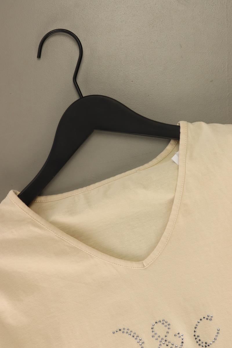 Shirt mit V-Ausschnitt Gr. 44 3/4 Ärmel creme aus Baumwolle