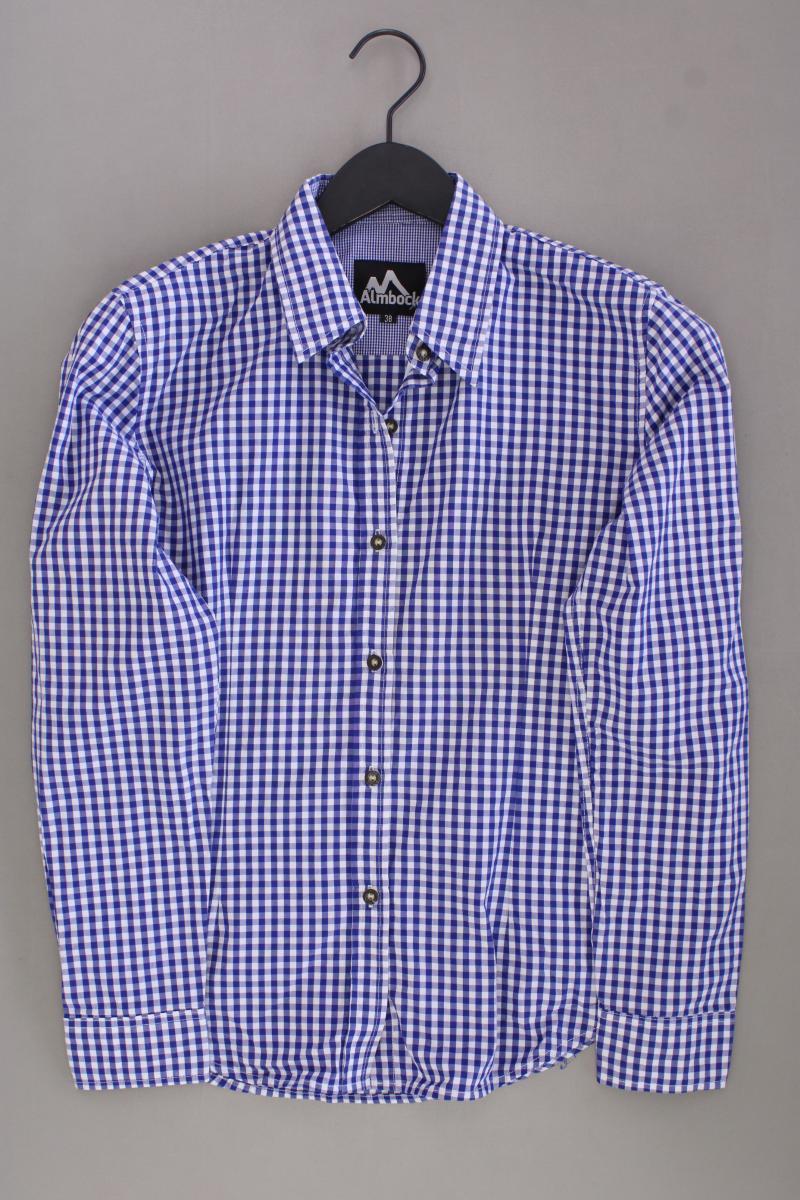 Almbock Karobluse Gr. 38 kariert Langarm blau aus Baumwolle