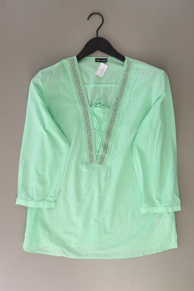Gerry Weber Classic Bluse Gr. 40 3/4 Ärmel mit Pailletten grün aus Baumwolle