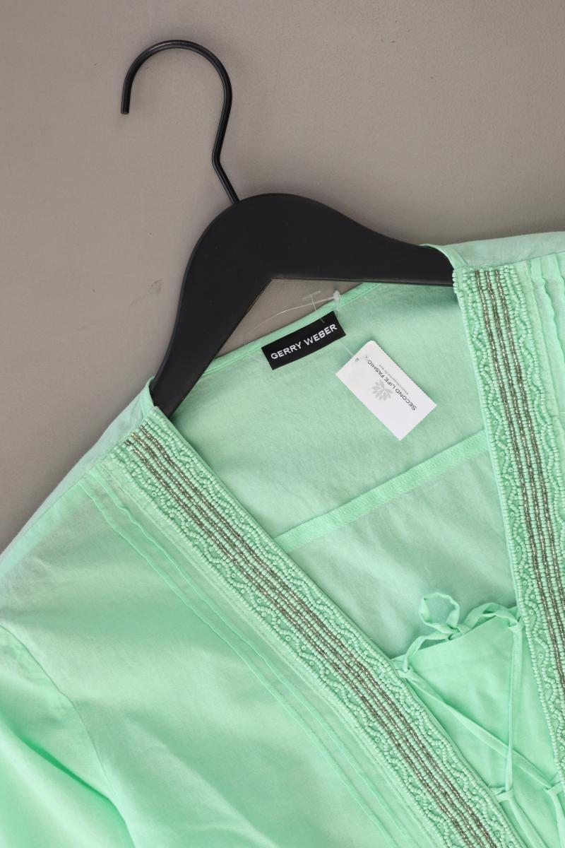 Gerry Weber Classic Bluse Gr. 40 3/4 Ärmel mit Pailletten grün aus Baumwolle