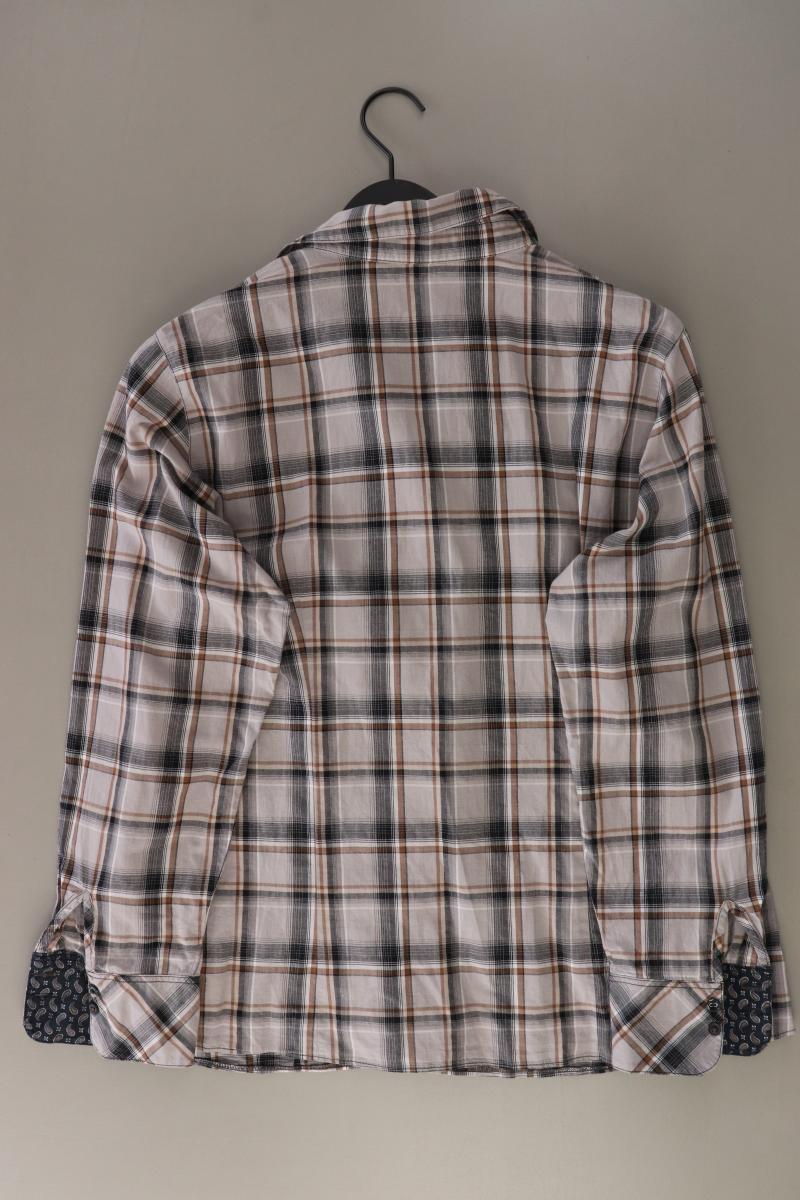 Taifun Rüschenbluse Gr. 46 kariert Langarm braun aus Baumwolle