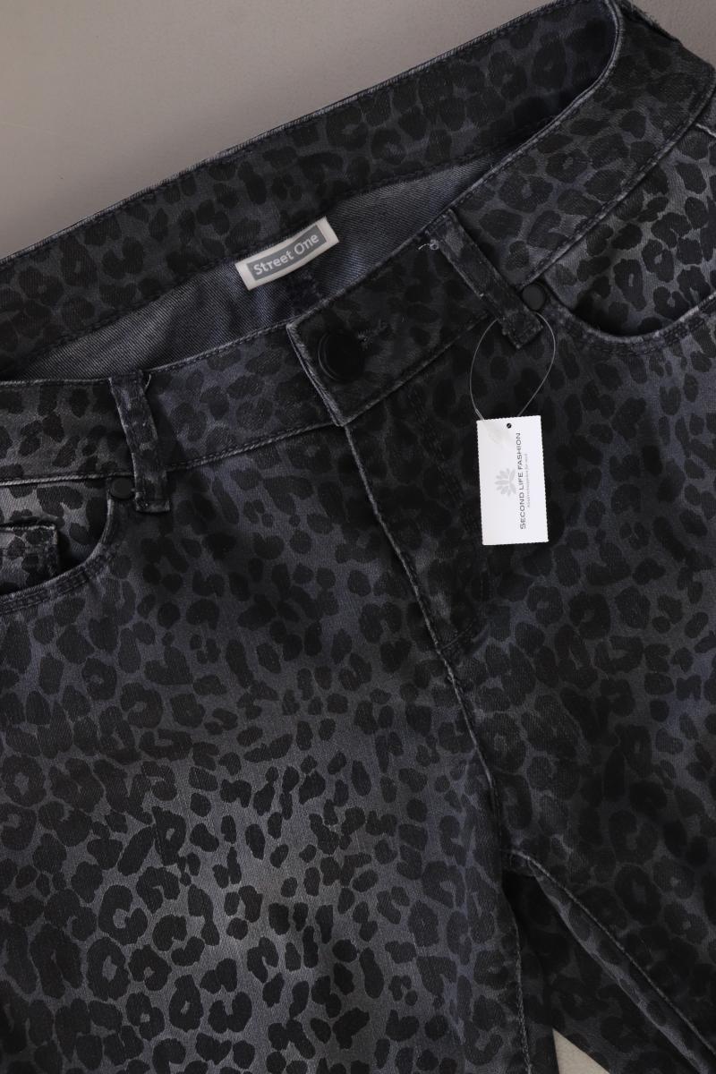 Street One Skinny Jeans Gr. W28 mit Tierdruck grau aus Baumwolle