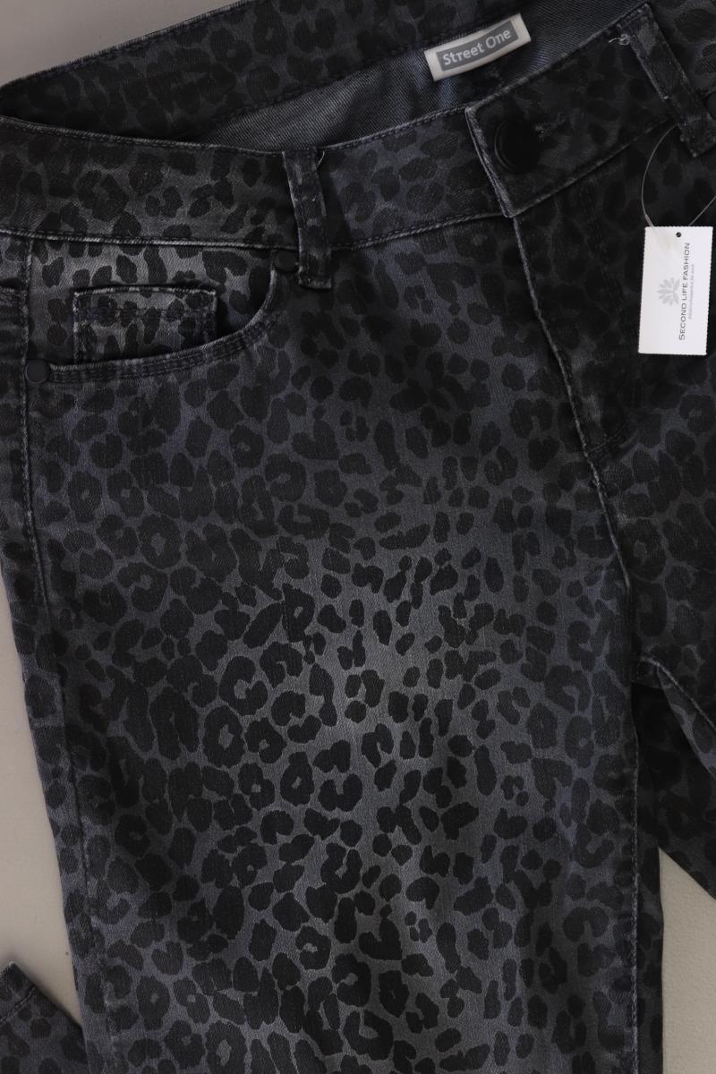 Street One Skinny Jeans Gr. W28 mit Tierdruck grau aus Baumwolle