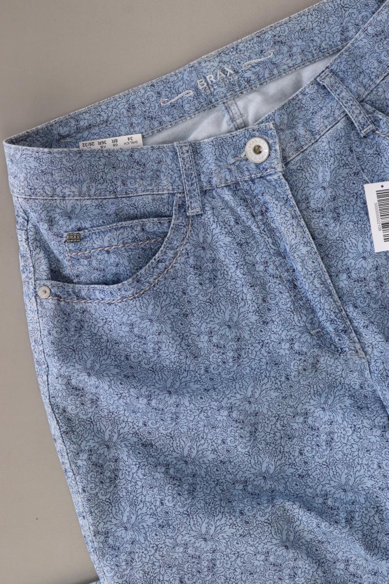 Brax Hose Gr. 34 mit Blumenmuster blau aus Baumwolle