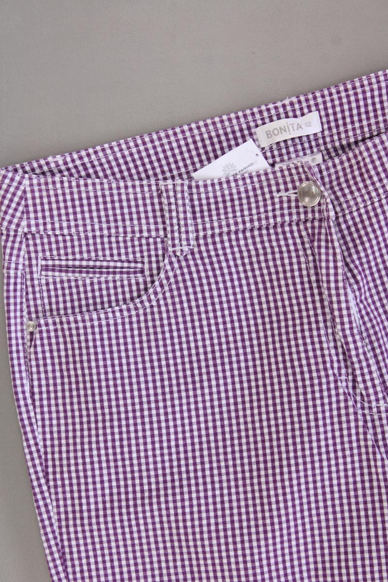 Bonita 3/4 Hose Gr. 42 kariert lila aus Baumwolle