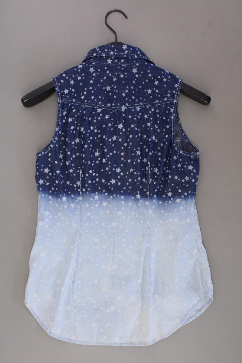 QS by s.Oliver Jeansbluse Gr. 34 Ärmellos blau aus Baumwolle