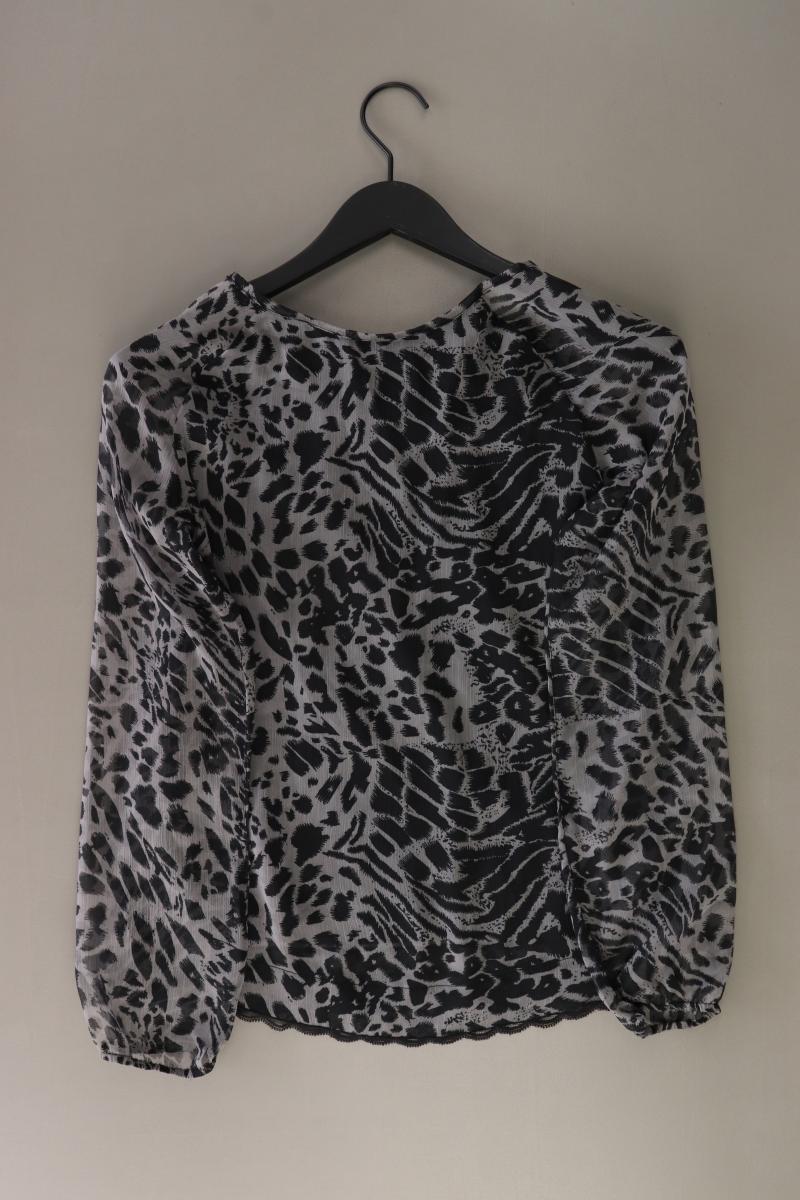 Street One Rüschenbluse Gr. 36 mit Tierdruck Langarm grau aus Polyester