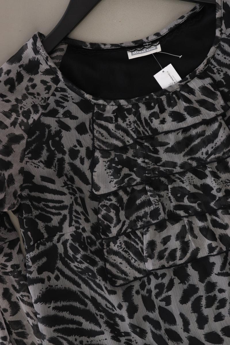 Street One Rüschenbluse Gr. 36 mit Tierdruck Langarm grau aus Polyester