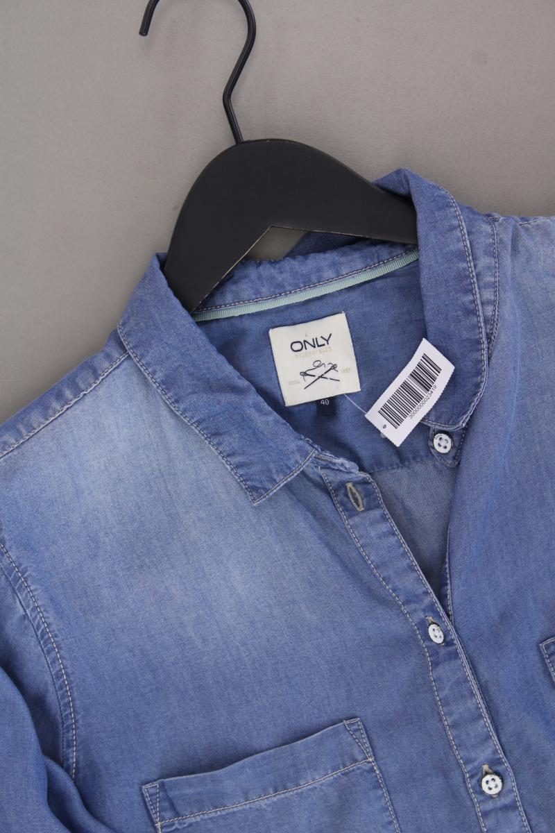 Only Langarmbluse Gr. 40 blau aus Lyocell