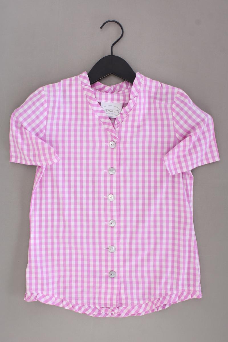 Giesswein Trachtenbluse Gr. XS kariert Kurzarm rosa aus Baumwolle