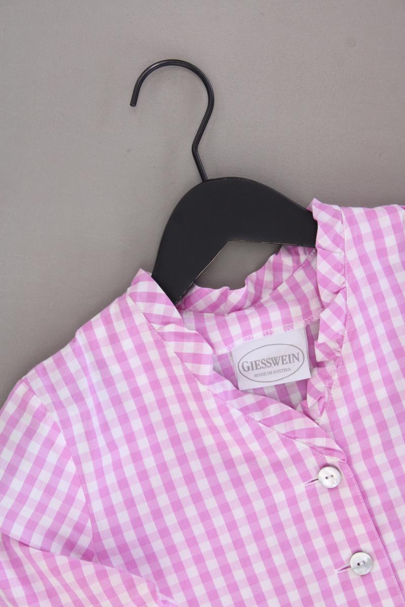 Giesswein Trachtenbluse Gr. XS kariert Kurzarm rosa aus Baumwolle