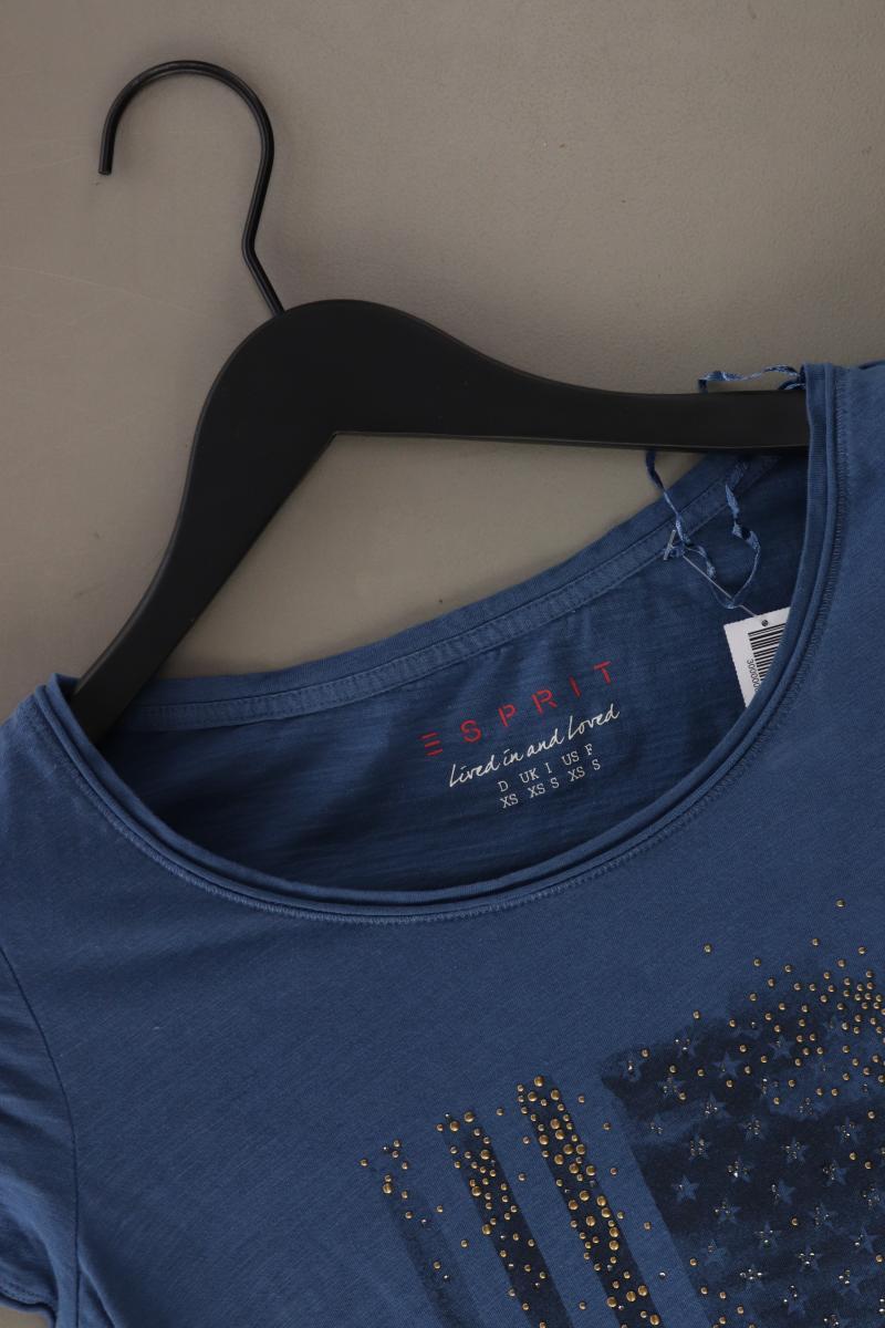 Esprit T-Shirt Gr. XS Kurzarm blau aus Baumwolle