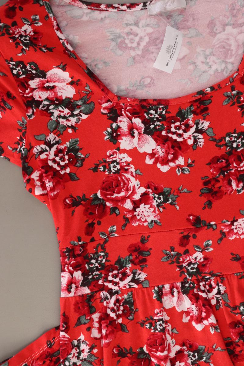 Cheer Jerseykleid Gr. 36 mit Blumenmuster Kurzarm rot aus Viskose