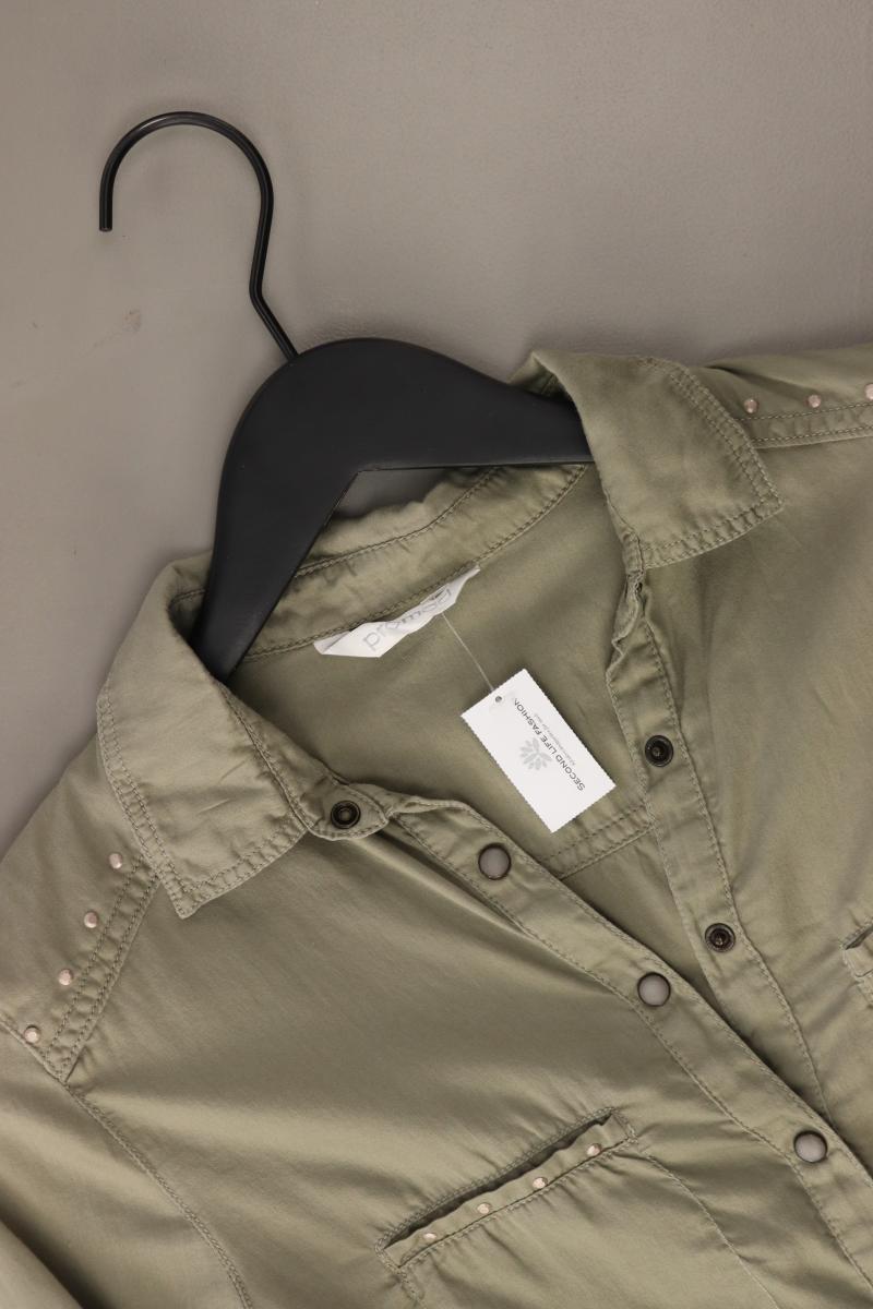 Promod Bluse Gr. 36 Langarm olivgrün aus Baumwolle