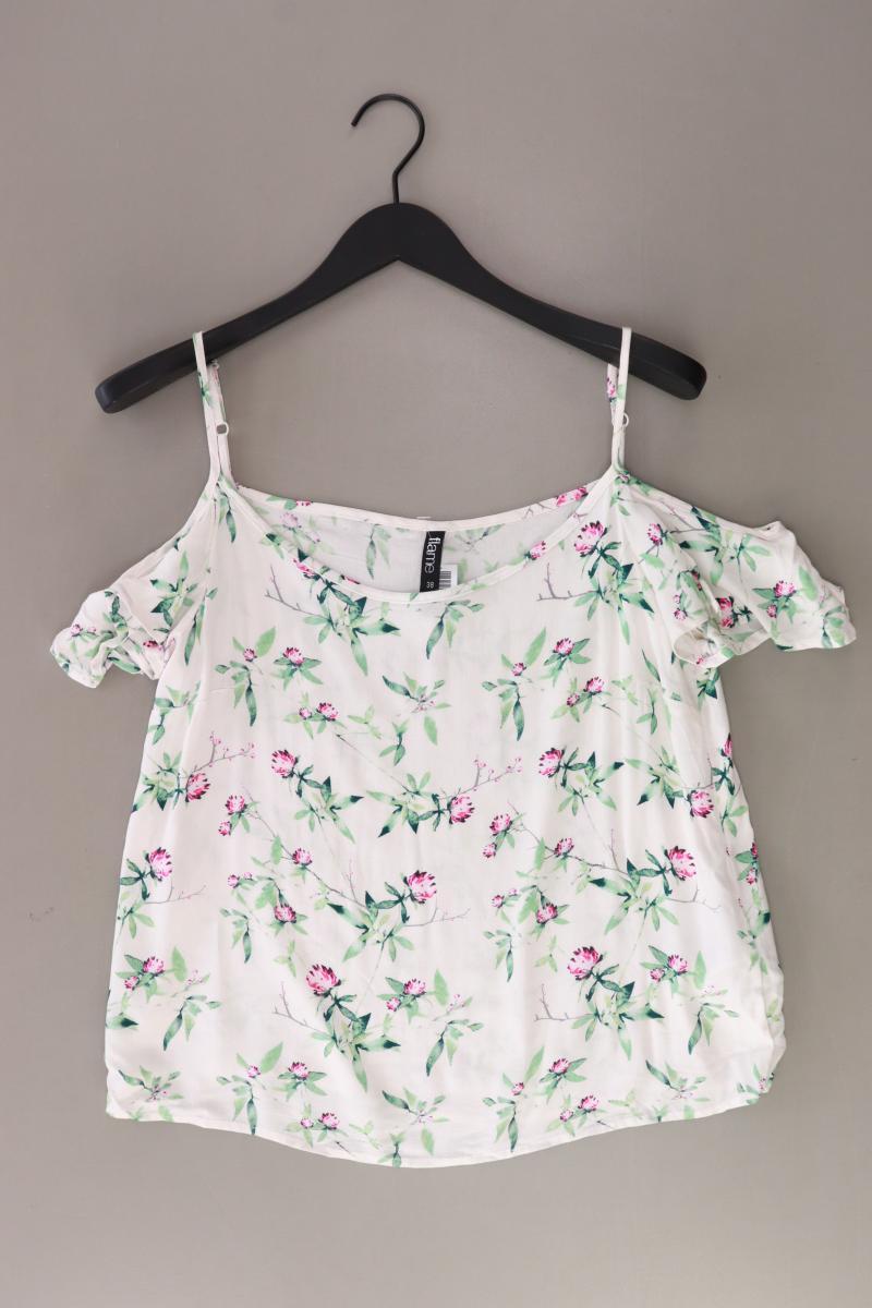 flame Bluse Gr. 38 mit Blumenmuster Kurzarm weiß aus Viskose
