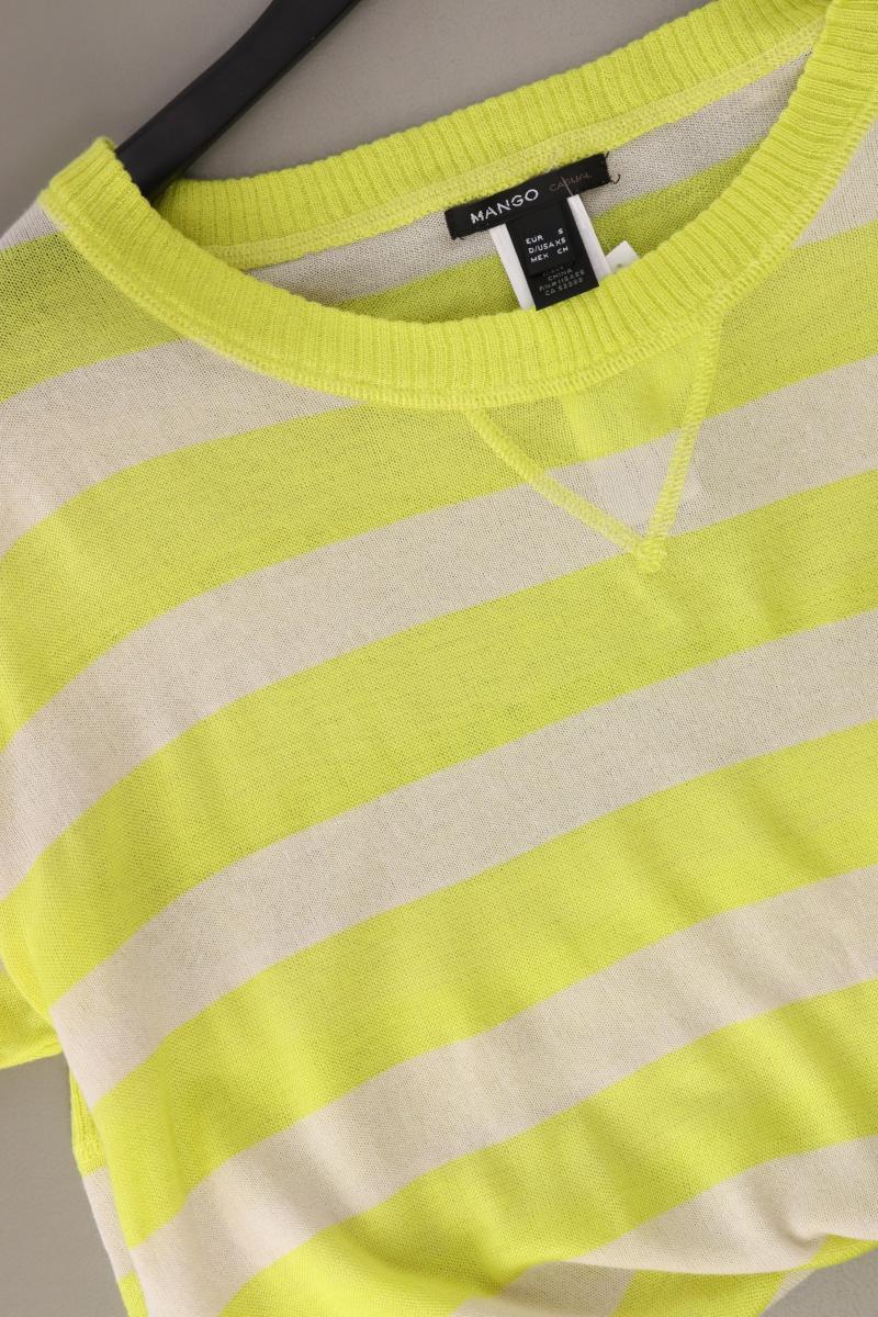 Mango Strickshirt Gr. XS gestreift Kurzarm gelb aus Polyacryl