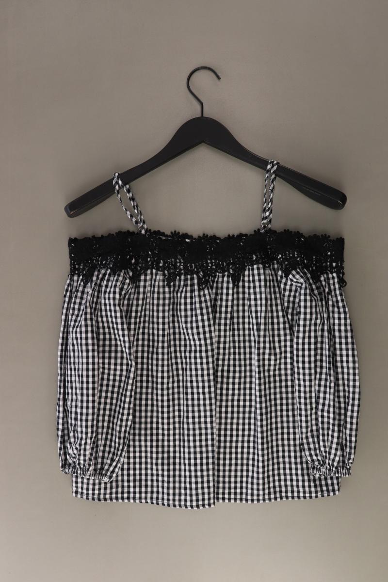Colloseum Bluse kariert Gr. XS 3/4 Ärmel mit Carmen-Ausschnitt grau