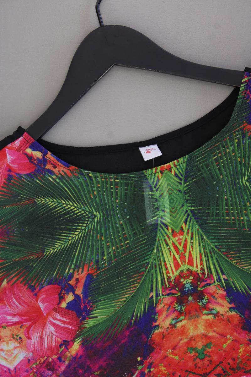 s.Oliver Kurzarmbluse Gr. 36 mit Blumenmuster mehrfarbig aus Polyester