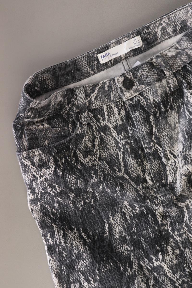 Zara Kurzer Rock Gr. S mit Tierdruck grau aus Baumwolle