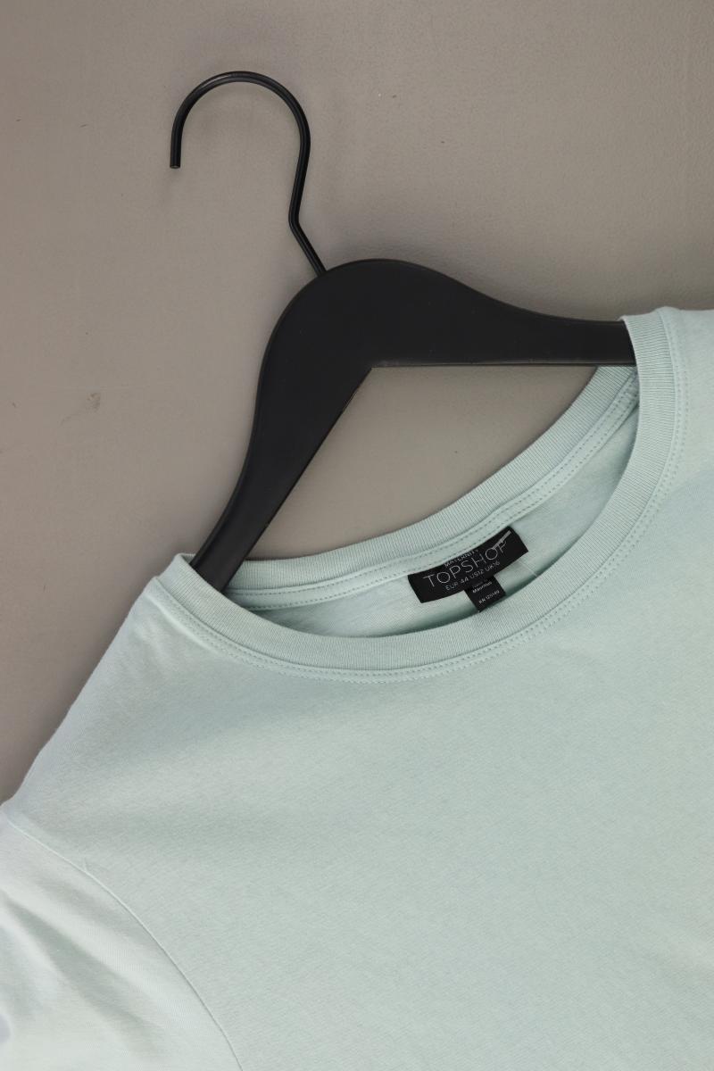 Topshop Shirt mit Spitze Gr. 44 Kurzarm türkis aus Baumwolle