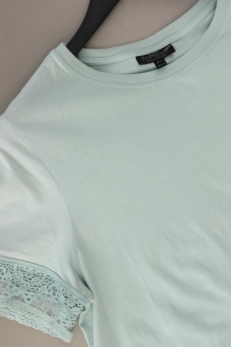 Topshop Shirt mit Spitze Gr. 44 Kurzarm türkis aus Baumwolle