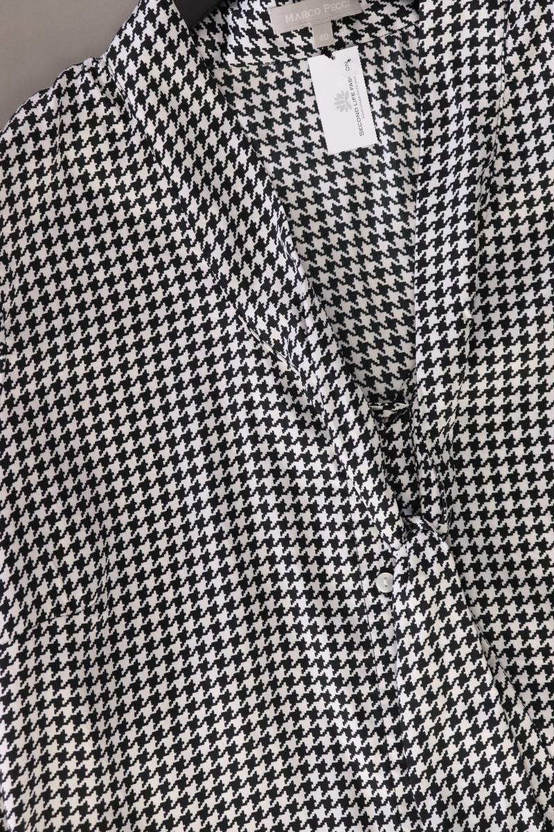 Marco Pecci Schluppenbluse Gr. 40 hahnentritt Langarm schwarz aus Polyester