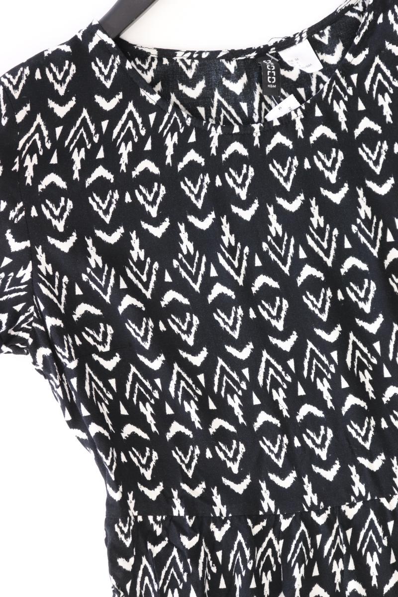 H&M Divided Kleid Gr. 36 geometrisches Muster Kurzarm schwarz aus Viskose