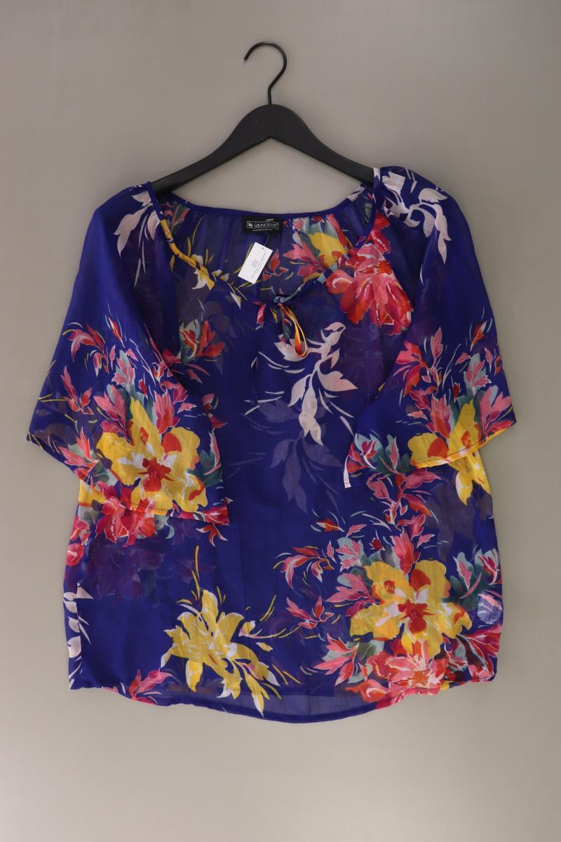 Laura Scott Kurzarmbluse Gr. 40 mit Blumenmuster blau aus Polyester