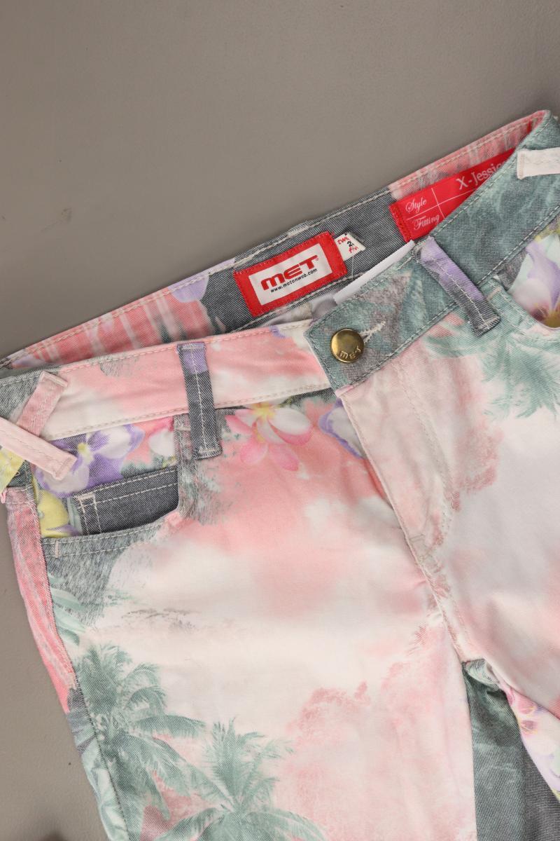 Met Jeans Five-Pocket-Hose Gr. W25 mit Blumenmuster mehrfarbig