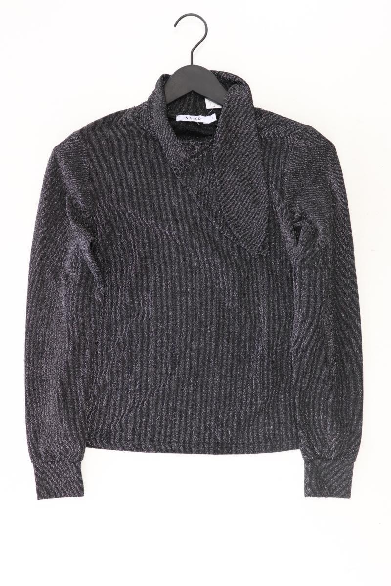 NA-KD Longsleeve-Shirt Gr. S Langarm mit Glitzer silber aus Polyamid