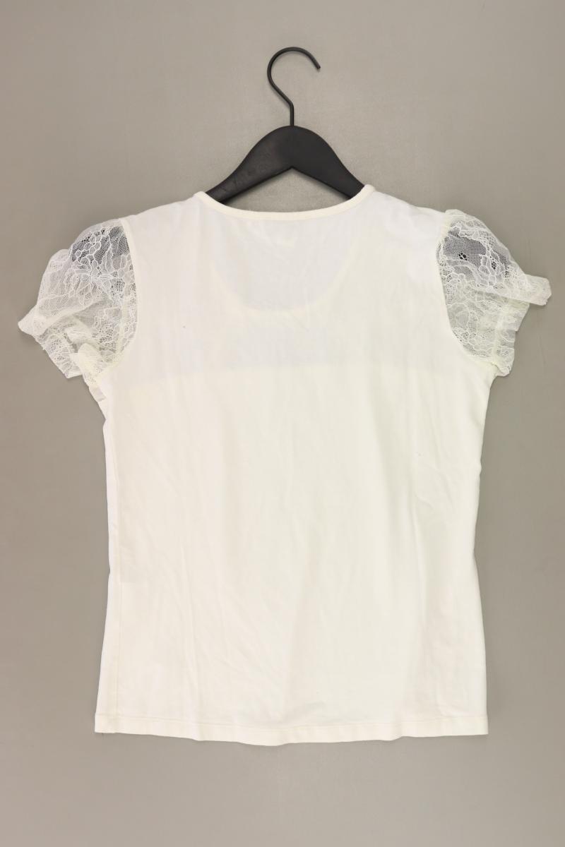 Himmelblau Spitzenbluse Gr. 34 Kurzarm weiß aus Viskose