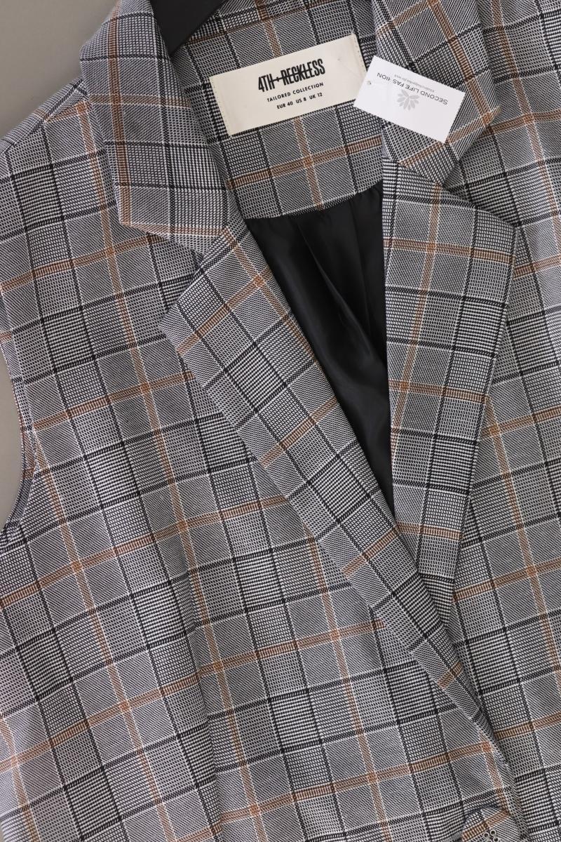 4th Reckless Classic Weste Gr. 40 kariert neuwertig grau aus Polyester