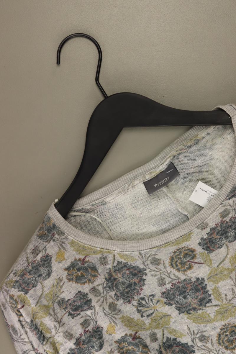 C&A Pullover Gr. S mit Blumenmuster grau aus Polyester