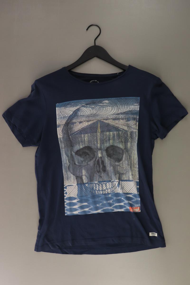 Jack & Jones Printshirt für Herren Gr. M Kurzarm blau
