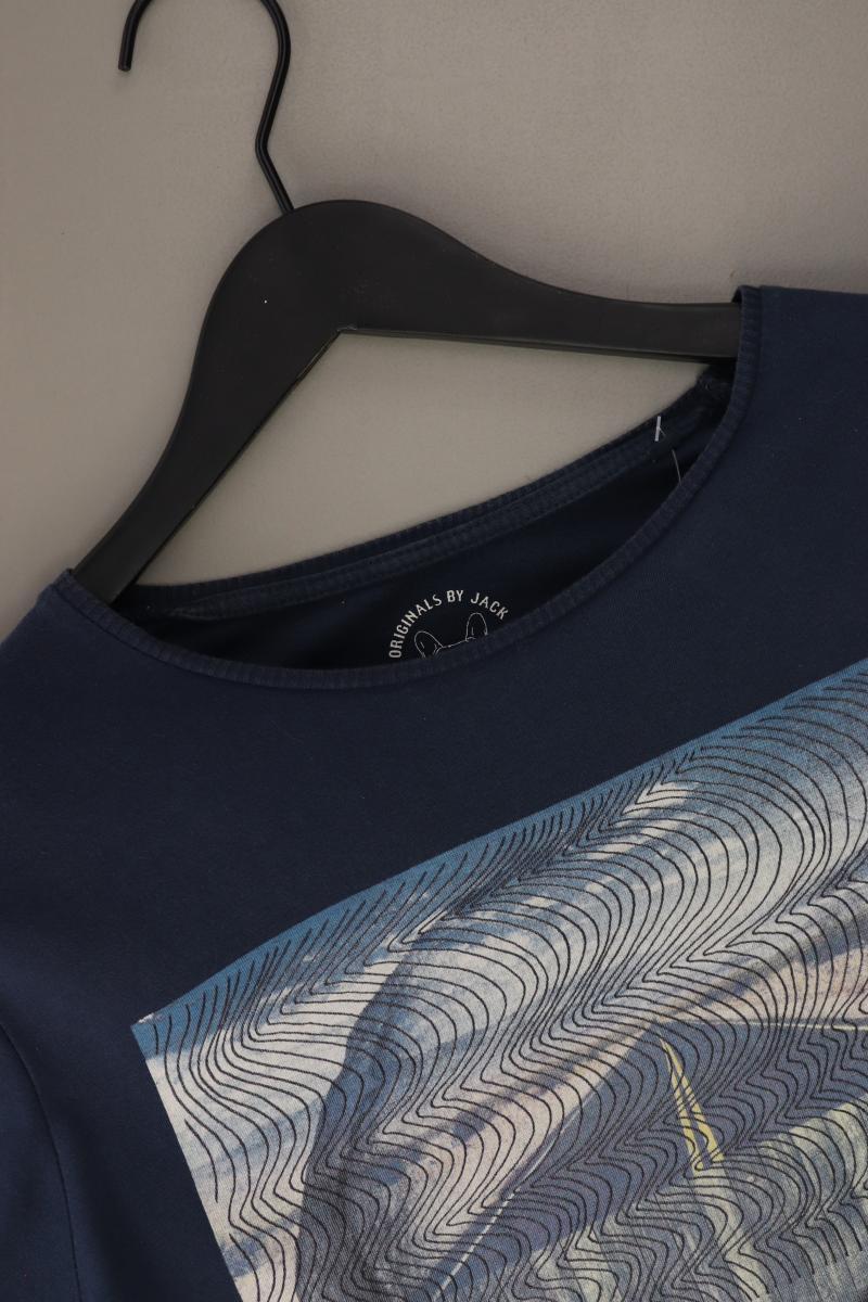 Jack & Jones Printshirt für Herren Gr. M Kurzarm blau