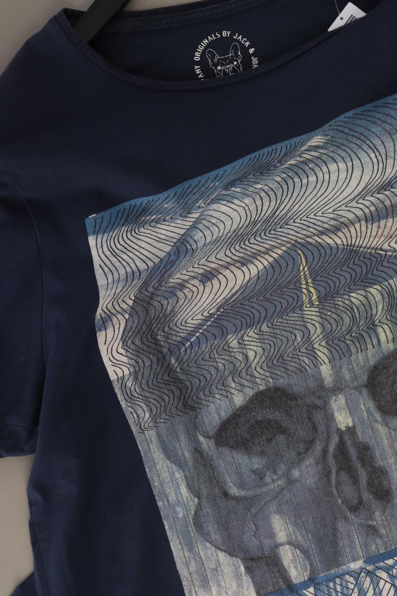 Jack & Jones Printshirt für Herren Gr. M Kurzarm blau
