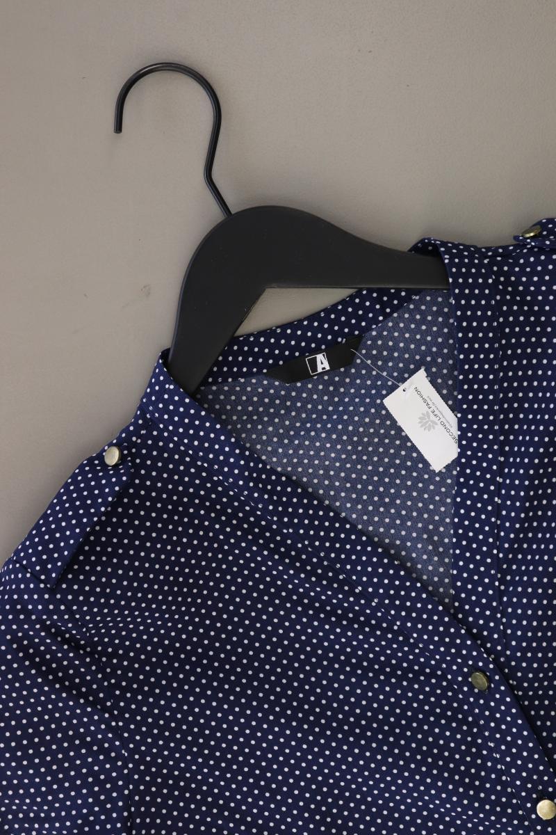 Awama Bluse Gr. 38 gepunktet Kurzarm blau aus Polyester