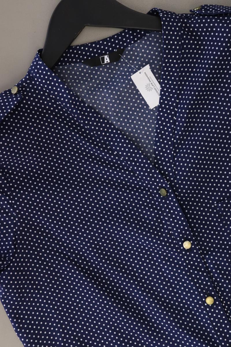 Awama Bluse Gr. 38 gepunktet Kurzarm blau aus Polyester