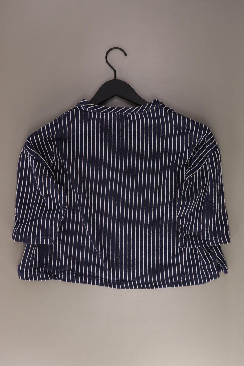 Pull&Bear Cropped Shirt Gr. S gestreift Kurzarm blau aus Baumwolle
