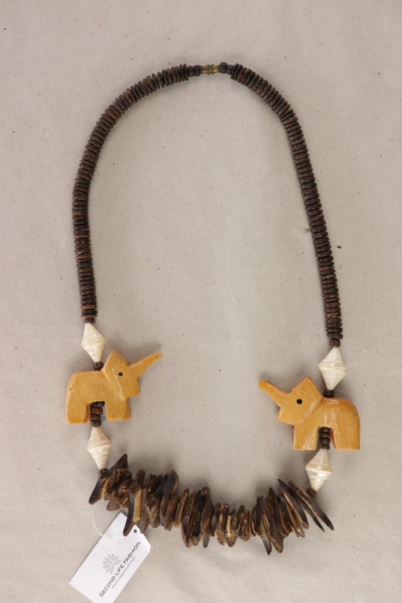 Halskette mit Holzelefanten braun