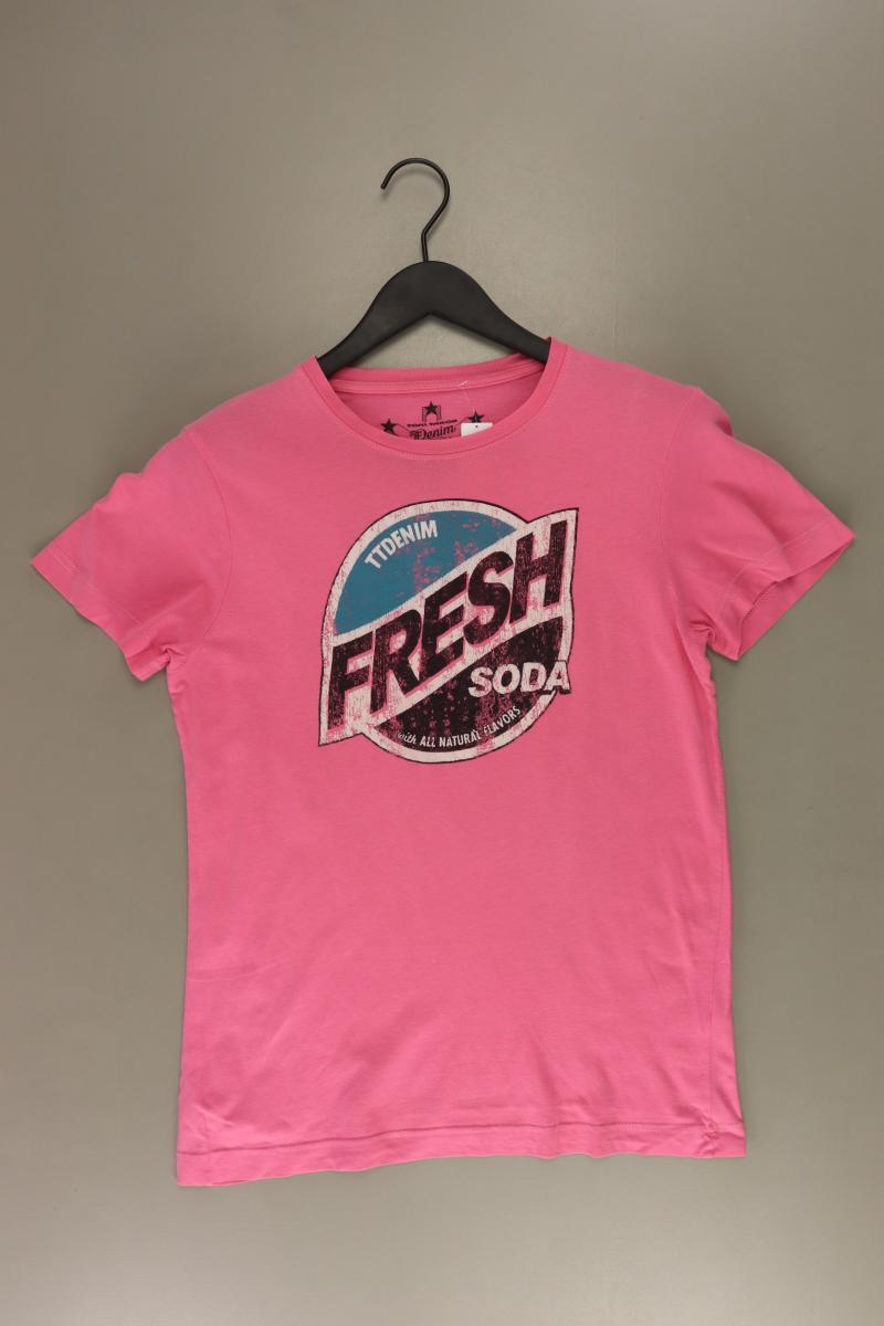 Tom Tailor Printshirt für Herren Gr. S Kurzarm pink aus Baumwolle