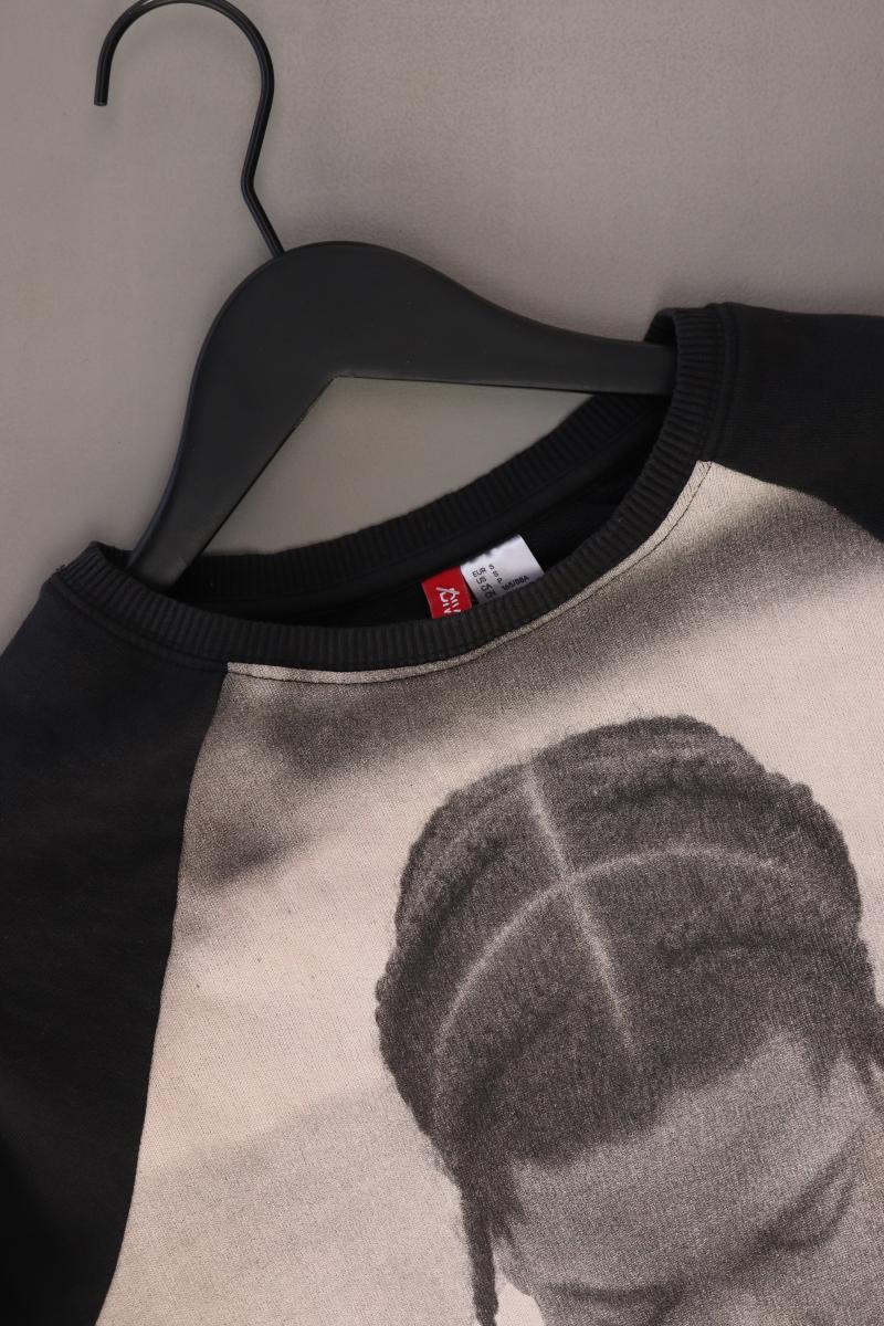 H&M Divided Pullover mit Aufdruck Gr. S schwarz aus Baumwolle