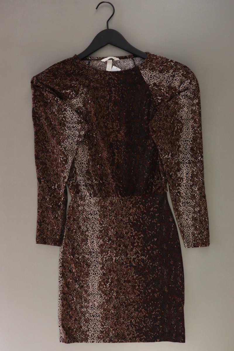H&M Langarmkleid Gr. XS braun aus Polyester