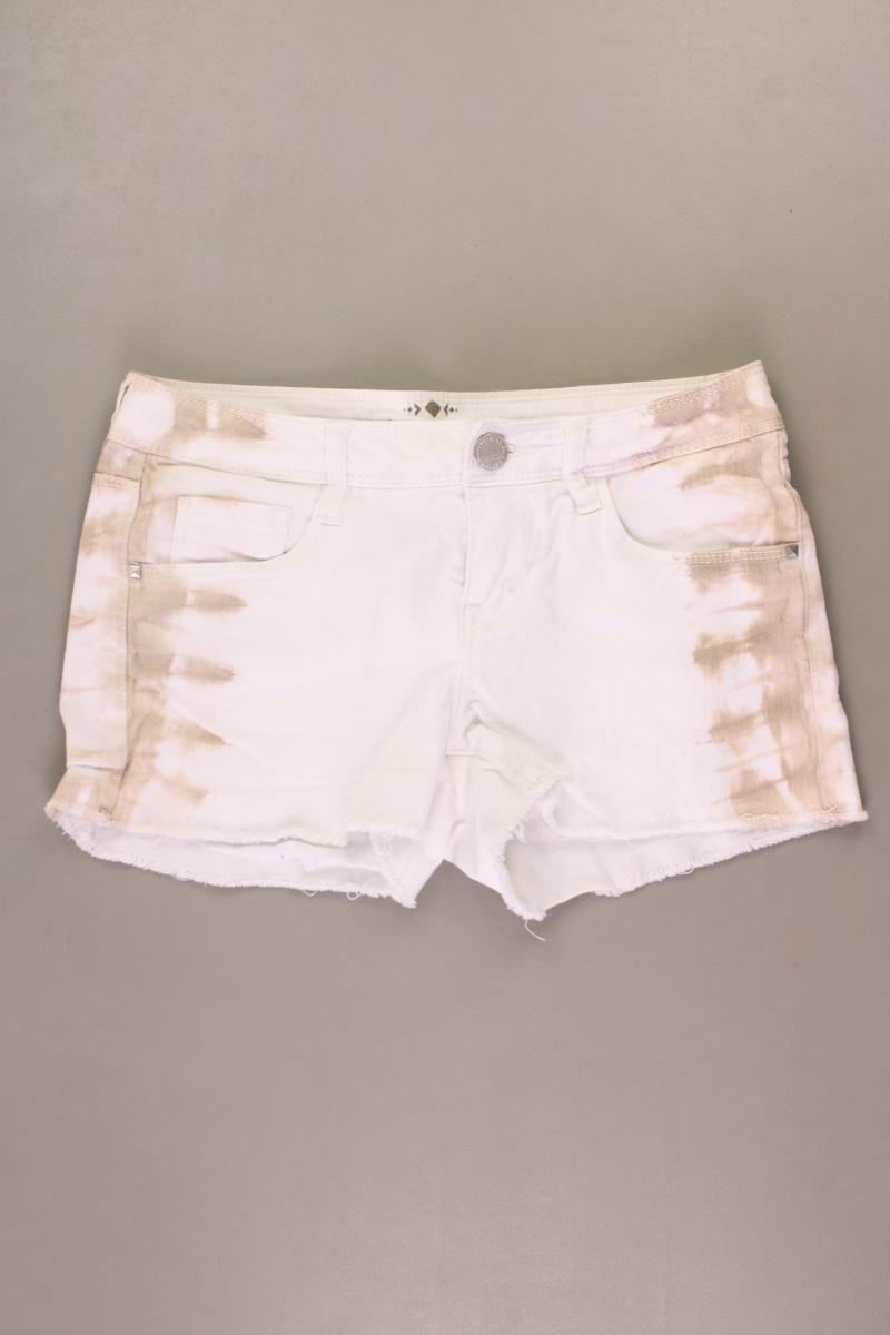 Promod Jeansshorts Gr. 34 mit Batikmuster weiß aus Baumwolle