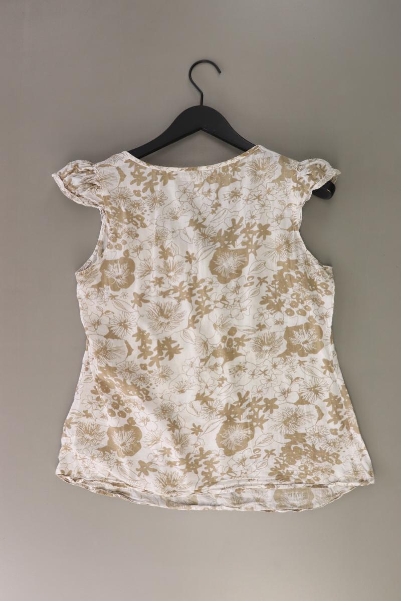 Zero Ärmellose Bluse Gr. 38 mit Blumenmuster creme aus Baumwolle