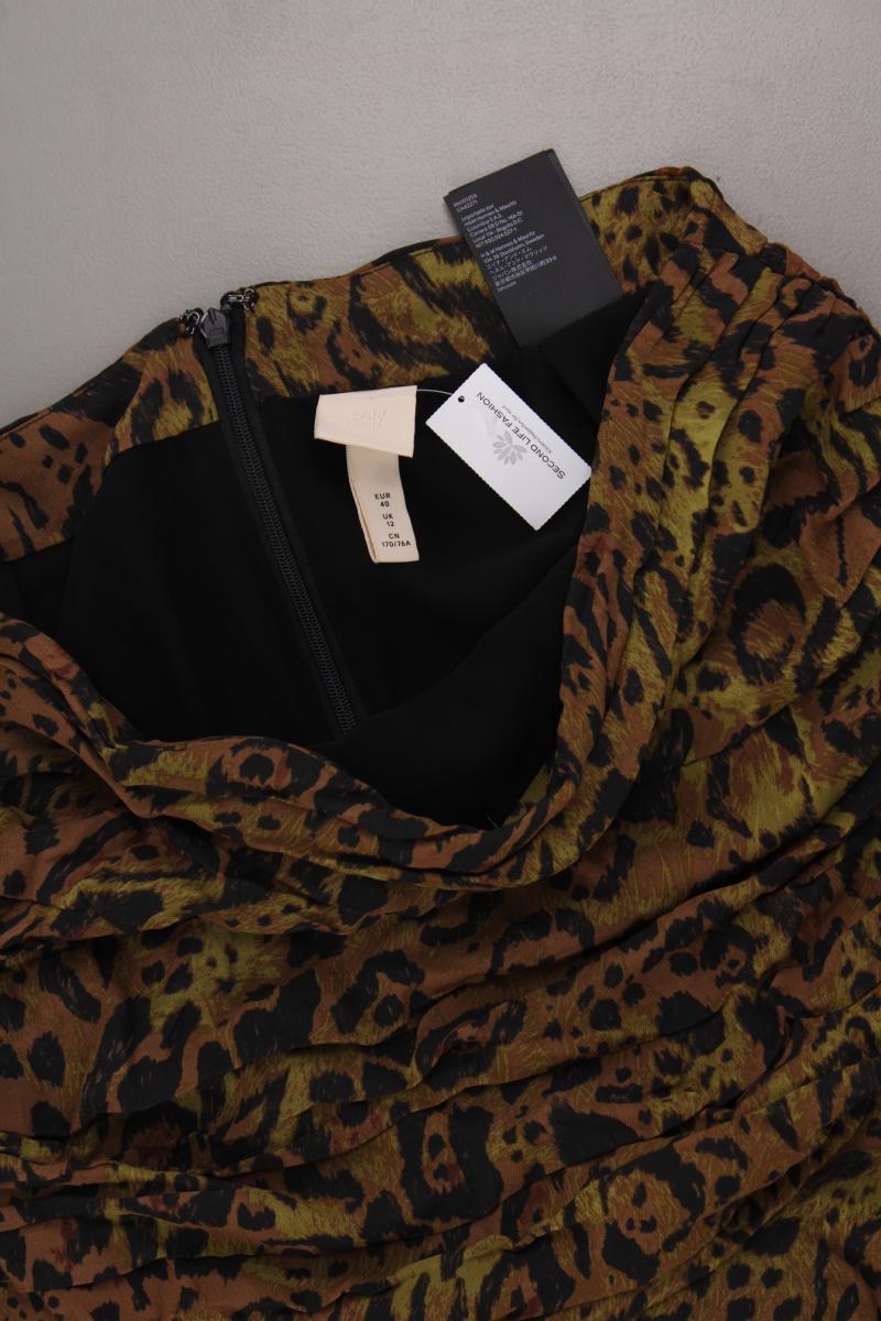 H&M Minirock Gr. 40 mit Tierdruck neuwertig braun aus Viskose