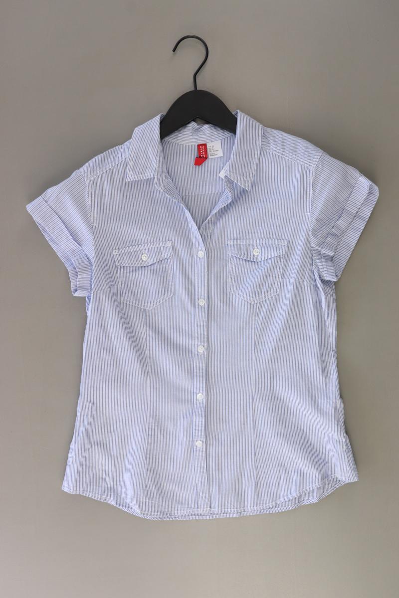 Divided by H&M Bluse Gr. 38 gestreift Kurzarm blau aus Baumwolle