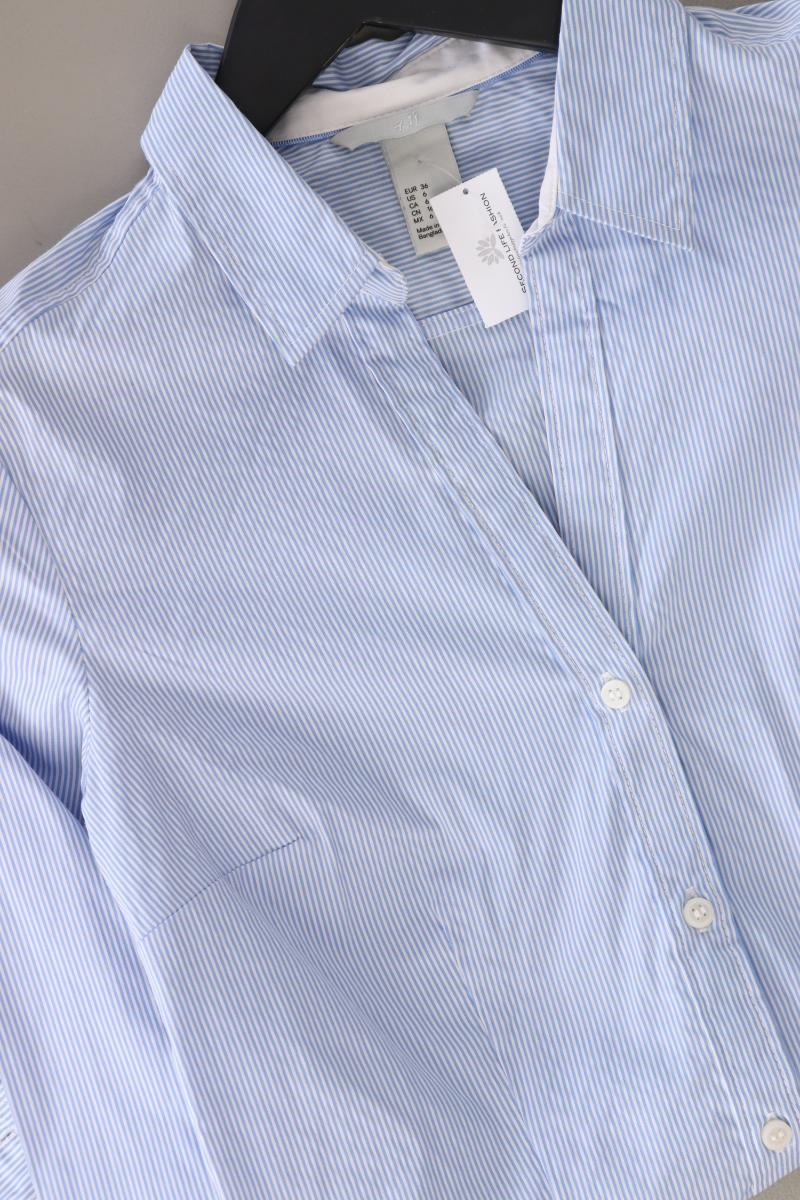 H&M Langarmbluse Gr. 36 gestreift blau aus Polyester