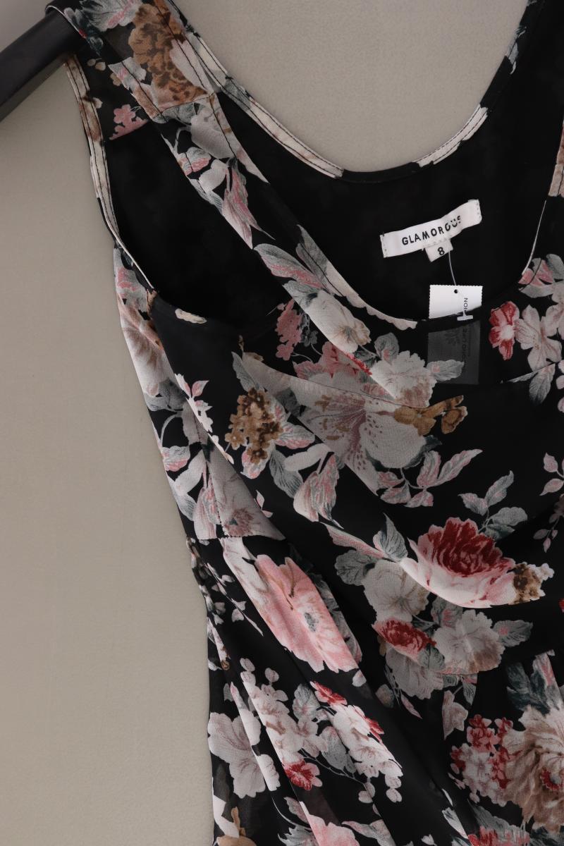 Glamorous Chiffonkleid Gr. UK 8 (XS) mit Blumenmuster neuwertig Träger schwarz