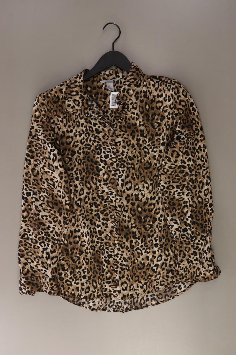 H&M Langarmbluse Gr. 42 mit Tierdruck braun aus Polyester